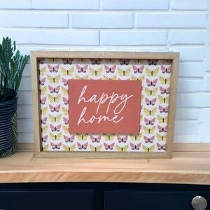 Rustic Wooden Painted Butterfly "Happy Home" 9×12" Wall Decor Gallery Sign